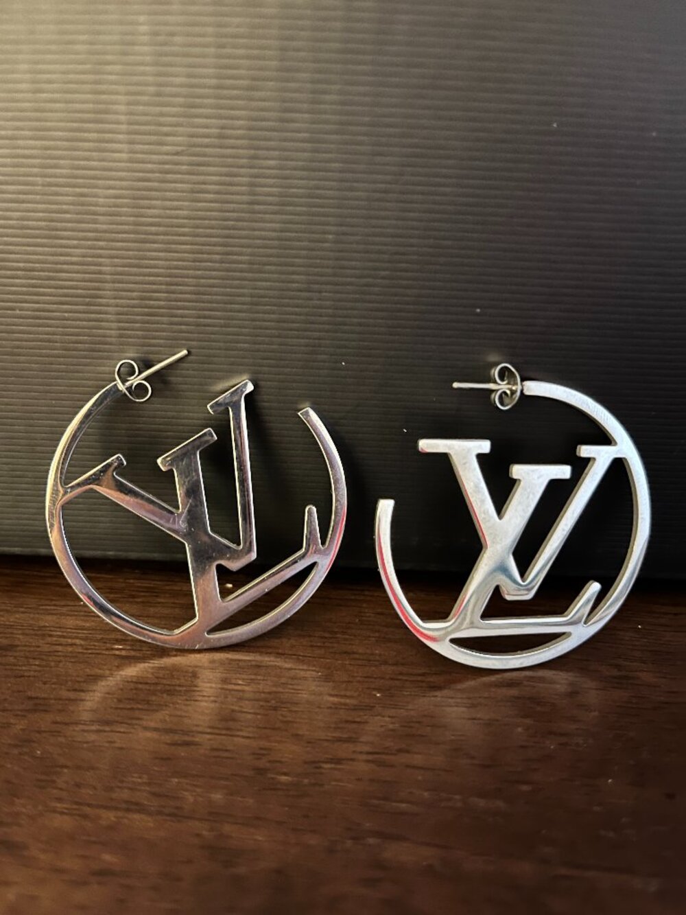 LV Silver Hoop Earrings